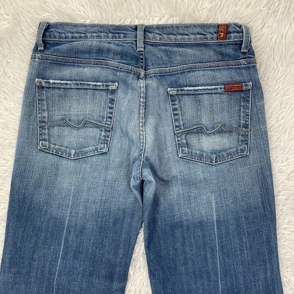7 For All Mankind Pants Womens 31 Blue Ginger Flared Medium Wash Denim Jeans USA - Picture 14 of 15
